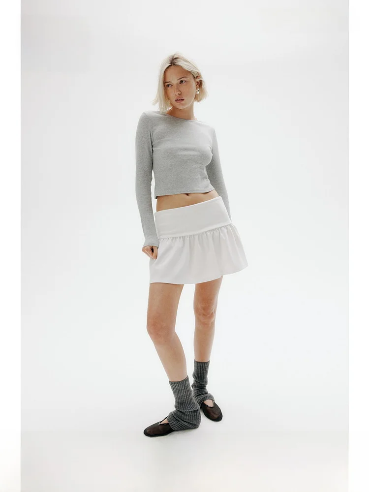 

Модная повседневная вязаная короткая юбка-клеш H&M для женщин, летняя одежда, низкая талия, смесь полиэстера и спандекса