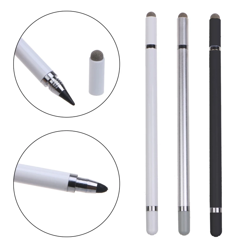 High-Sensivity Fiber and Cloth Capacitive Stylus 3-in-1 3-tip Universal for Touch Screen Pen for All Tablets Cell Phones