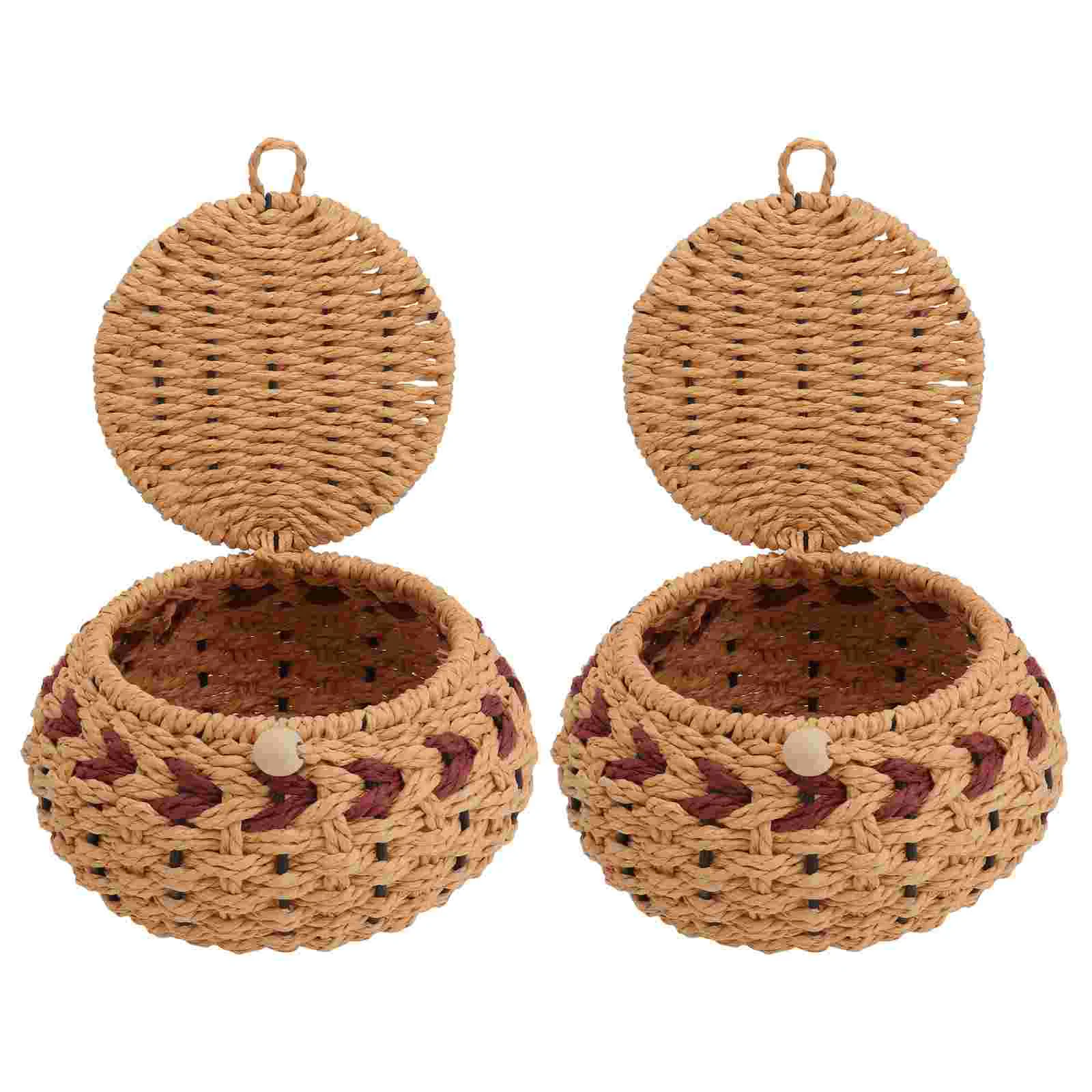 

2 Pcs Straw Pot Go Weaving Simple Jar Chess Storage Container for Key Chain Game