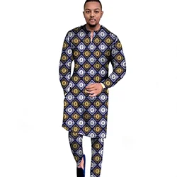 Ensemble imprimé africain pour hommes, conception à col en V, pantalon taille Y, mode nigwin, tenues de fête sur mesure