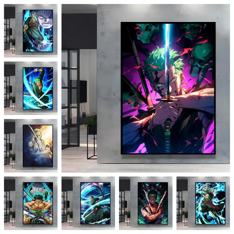 

Cool One Piece Zoro Decor Painting Shocking Visual Effect High Quality Canvas Gorgeous Colors Creating A Unique Anime Home Space