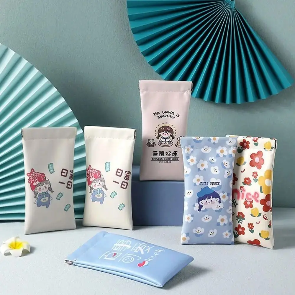 

Cute PU Leather Glasses Bag Cartoon Printed Portable Sunglasses Case Storege Case Reading Glasses Pouch
