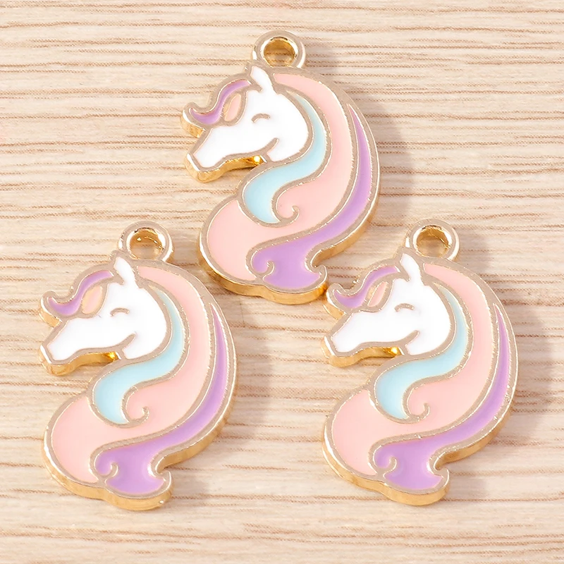 Tusember Charms Niedliche Cartoon-Pferd-Einhorn-Anhänger für Schmuckherstellung, Ohrringe, Halsketten, DIY-Bastelbedarf – Detail 3