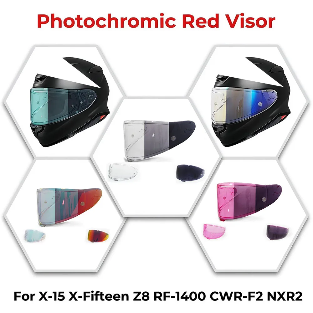 Photochromic Dark tea & red Visor FOR Shoei X-15 X-Fifteen Z8 Z-8 RF-1400 CWR-F2 NXR2 X15 Helmet Lens