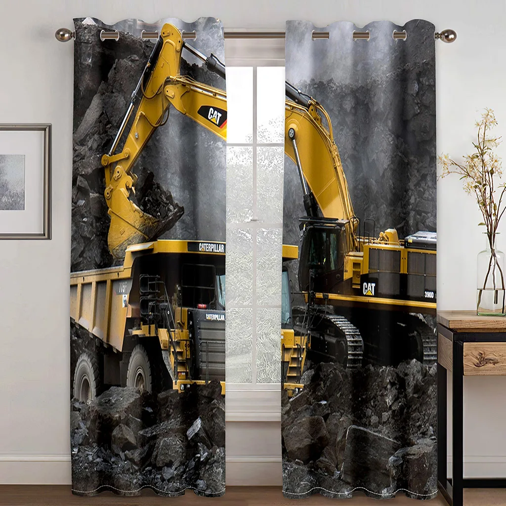 

3D Print Digital Modern Mechanical Car Free Shipping 2 Pieces Thin Window Drape Curtain for Living Room Bedroom Home Decor