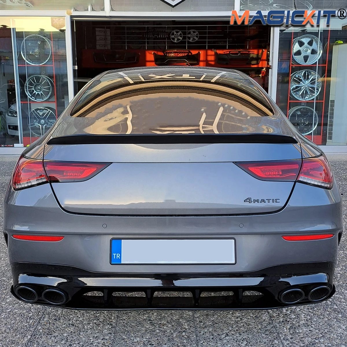 سبويلر شفة صندوق السيارة الخلفي باللون الأسود اللامع متوافق مع بنز 2018-2024 C118 CLA180 W118 CLA250 طقم هيكل جناح الذيل الخلفي Magickit