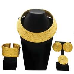 Jewellery Sets for Woman Brazilian Gold Plated Exclusive Necklace Earrings Ring Bracelet Bangles Accessories Yulaili