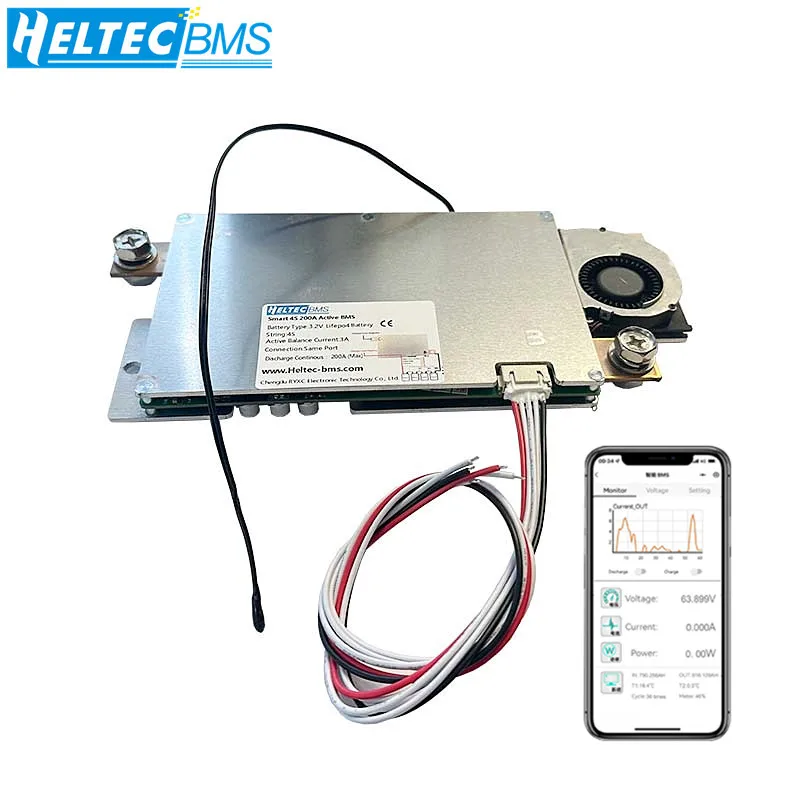 

HeltecBMS New Samrt Active BMS With Turbo Fan 12V24V36V60V72V150A200A300A500A600A Car Start/Energy storage BMS