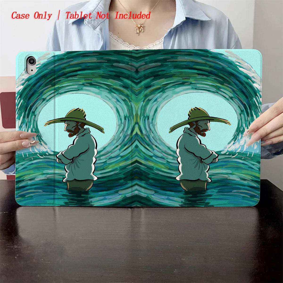 

Bold Sea Fisherman & Ocean Wave Art Print iPad Cover For Apple iPad 9th/10th Gen Air 3 Pro 12.9 Mini 6 Shockproof Case