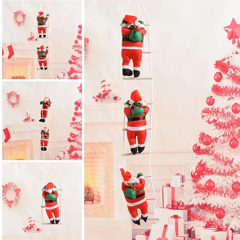 Santa Claus Ladder-Climbing Ornament Easy Convenient to Install With String for Christmas New Year Party Decoration