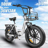 Electric Bicycle 500W Brushless Motor 36V13AH Lithium Battery Electric Bike Adult Folding 20*4 Inch Fat Tire All Terrain E-Bike