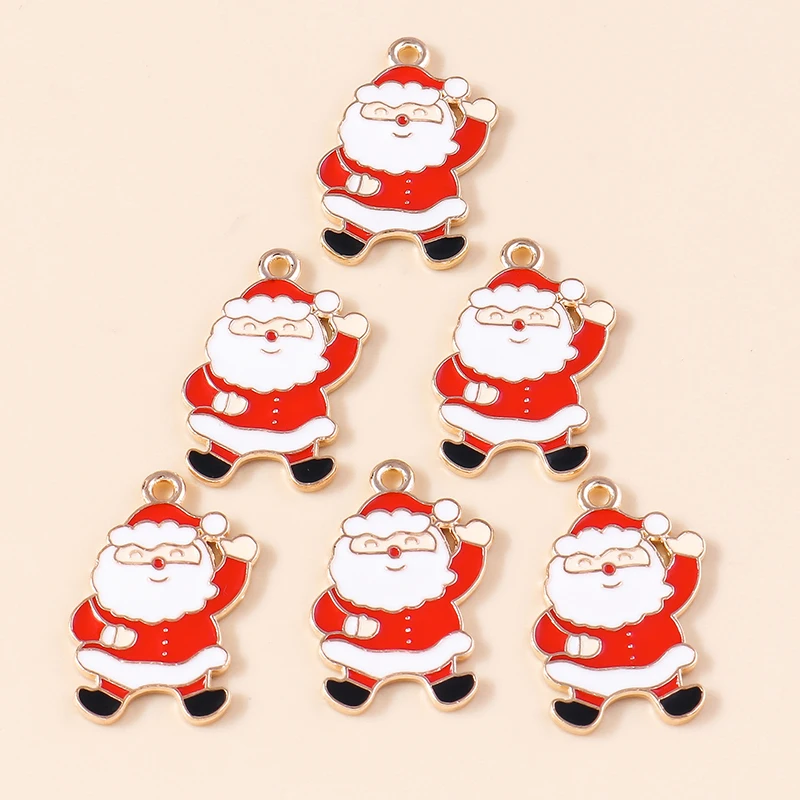20 Stück 15x22mm Cartoon Emaille Weihnachtsmann-Anhänger für Schmuckherstellung, Ohrhänger, Halsketten, DIY-Bastelbedarf – Detail 5