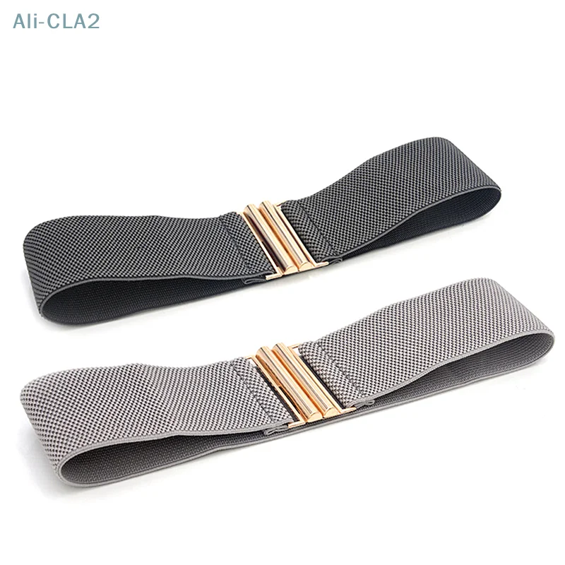 Women Fashion Wide Elastic Belt Metal Buckle Cinch Waistband Ladies Dress Waist Band Cummerbands Casual Stretch Belt