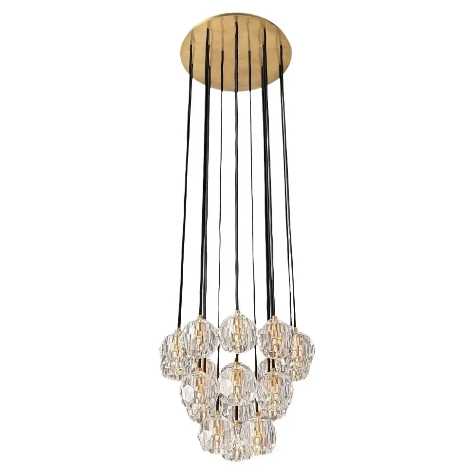 Luxury Smoke Gray Circular Cluster Chandelier Modern LED Crystal Lighting Fixture For Home Bedroom Living Room Ceiling