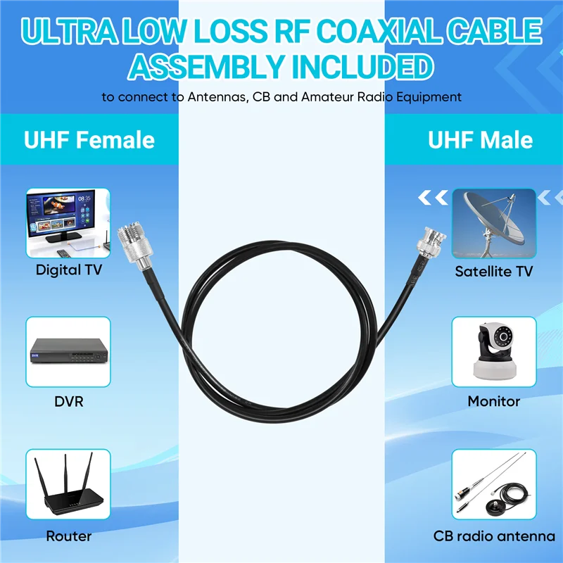 RF UHF VHF Радио Коаксиальный антенный кабель BNC штекер к UHF SO239 RG-58U MILSPEC Коаксиальный мобильный телефон к базовой антенне 3 фута-AAAE