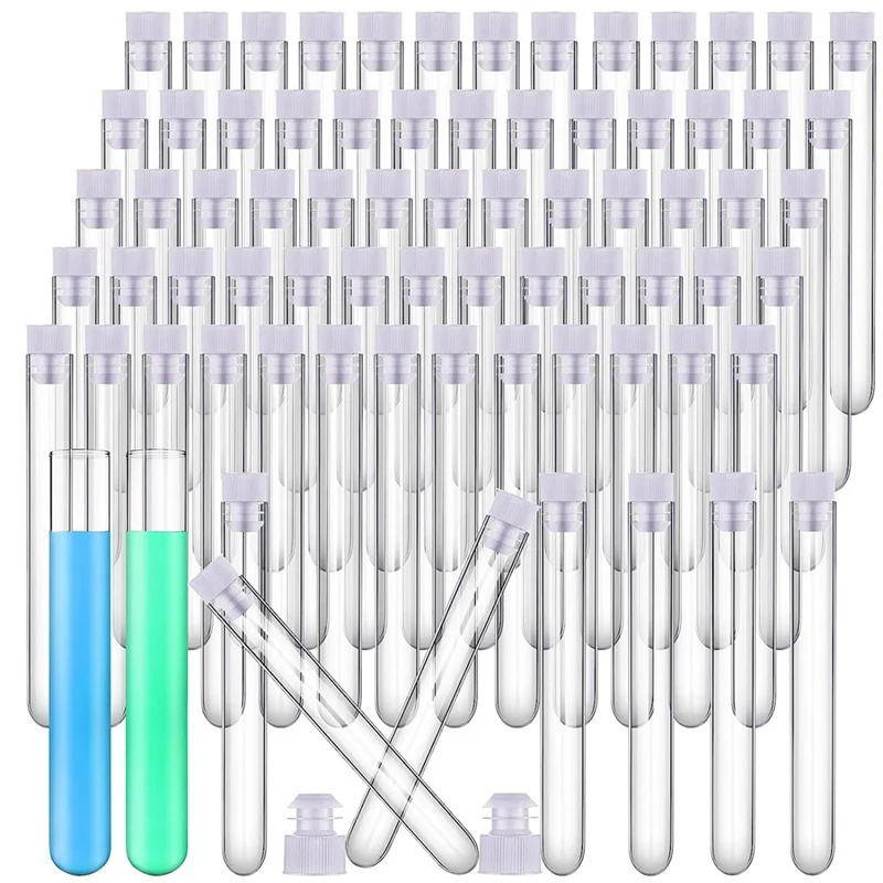 300 Piece Clear Test Tubes Transparent Plastic 12 X 100Mm 12 Ml Plastic Tubes With Caps Candy Tubes Test Lab Tubes