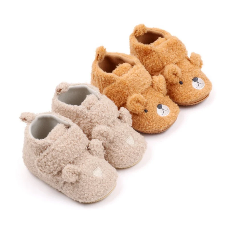 Cute Bear Coral Velvet Baby Warm Boots Shoes Infant Toddler Crib Snow Boots Soft Infant Girls Boys Anti-Slip Boot Newborn Shoes