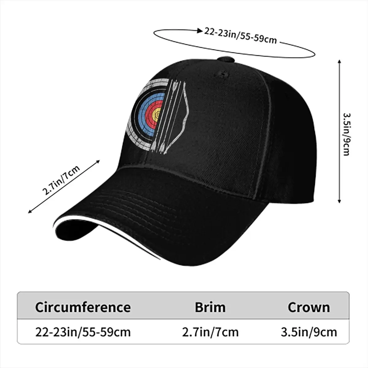 Archery Lover Multicolor Hat Peaked Men's Cap Archery Target Bow and Arrow Archer Personalized Visor Protection Hats