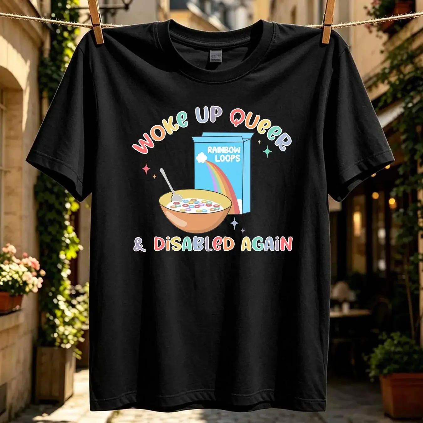 washed T Shirt Queer Disablity Disabled LGBTQ Support Chronic Illness Non Binary LQBTQIA Spoonie Woke up Gay vintage Washed