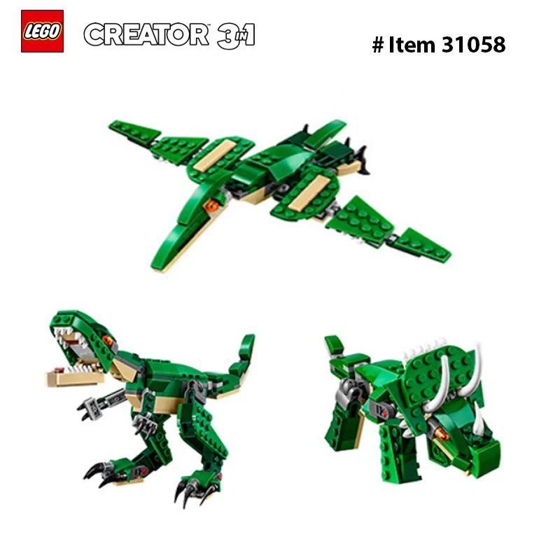 LEGO 31058 Creator 3 in 1 Mighty Dinosaur Toy, Transforms from T. rex to Triceratops to Pterodactyl Dinosaur Figures