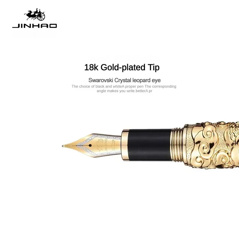 Jinhao Golden Ornamental Column Fountain Pen 1.0/0.5mm Elegant Luxury Collection Writing Ink Pens Stationery School Supplies