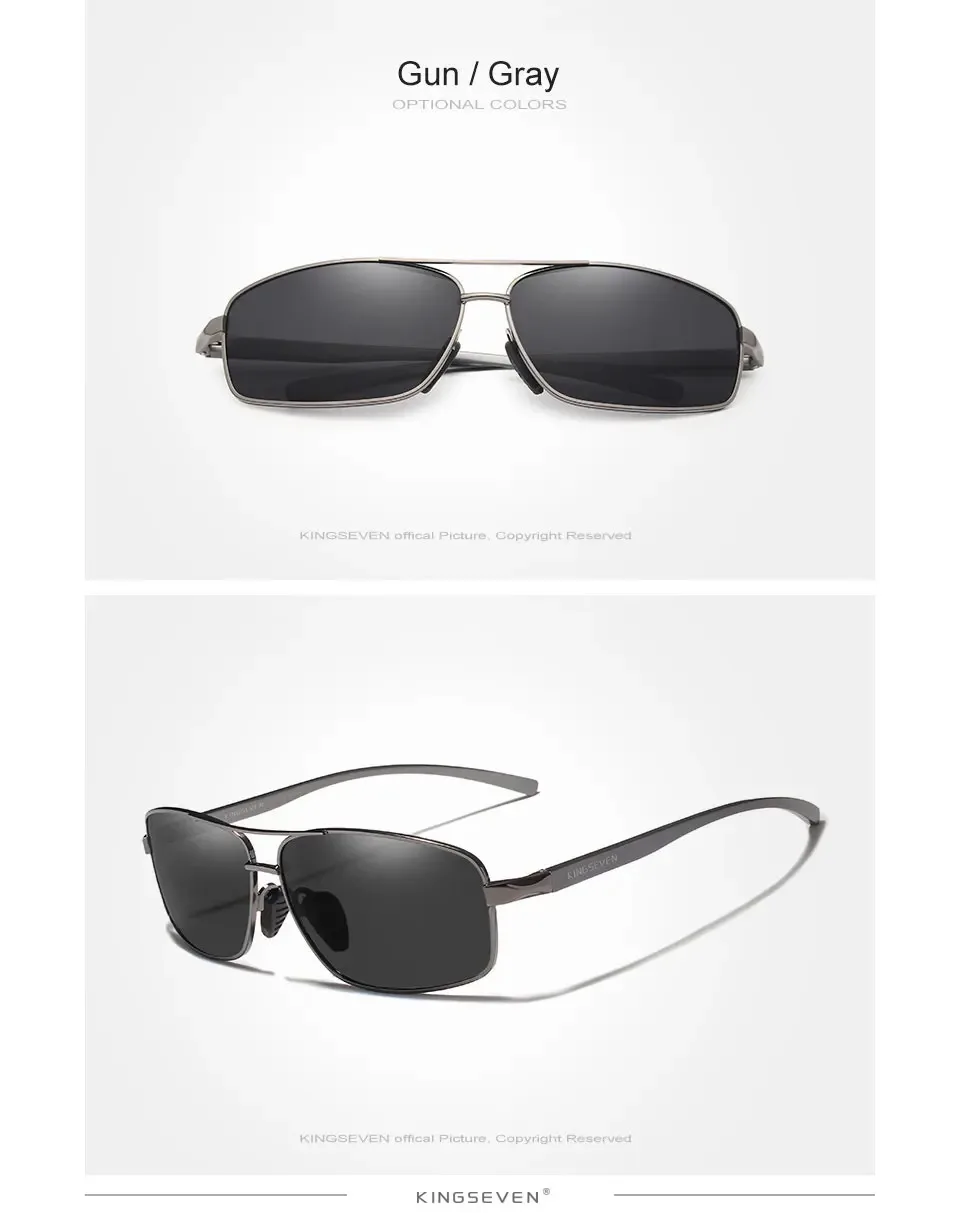 KINGSEVEN Marke Männer Polarisierte UV400 Sonnenbrille Vintage Retro Rechteck Klassische Gläser Anti-glare Fahren Golf Sport Brillen – Detail 9