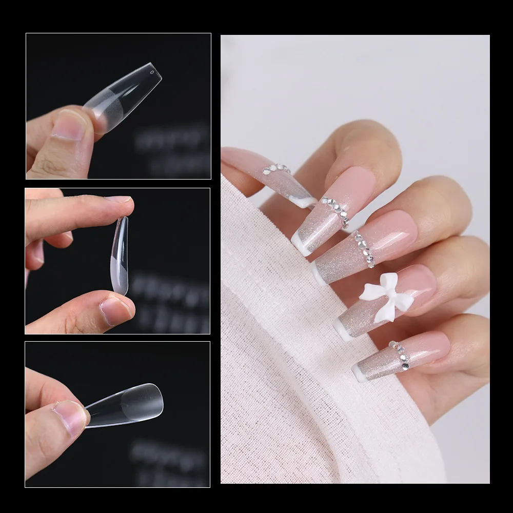 240/Box Press On False Nail Art Tips Clear Acrylic Fake Nails French Nail Extension System Full Cover Finger Patch Uñas Postizas