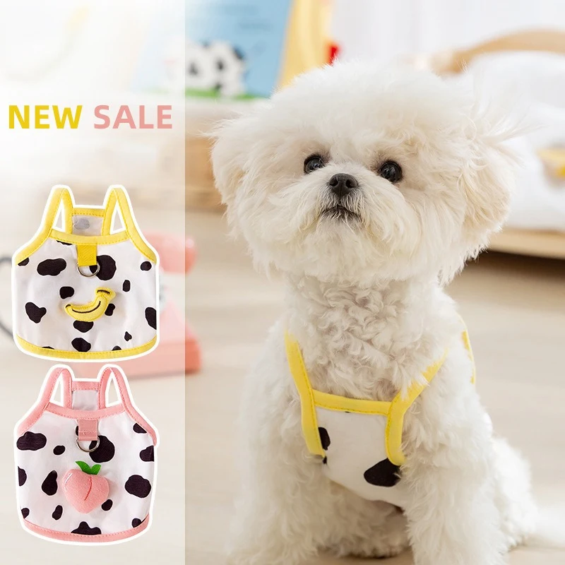 3D Fruit Decorate Pet Dog Vest Chihuahua Breathable Modern Clothing for Cats Color Block Printing Small Puppy Summer Clothing