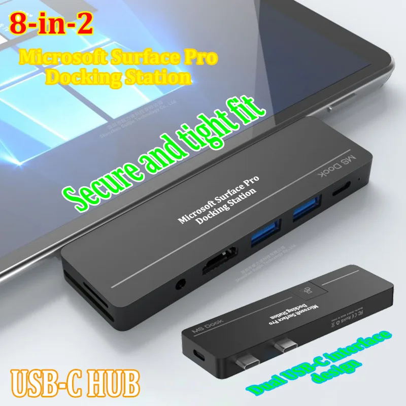 Microsoft Surface pro Docking Station USB-C Thunderbolt 4 HUB 40gbps data 8K display 100W PD fast charging for Surface pro 8/9/X