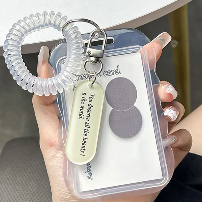 Transparent Ins Photo Card Holder Design Idol Photo Sleeve Anti Lost Balloon Dog Keychain Photocards Protector Case Student Card