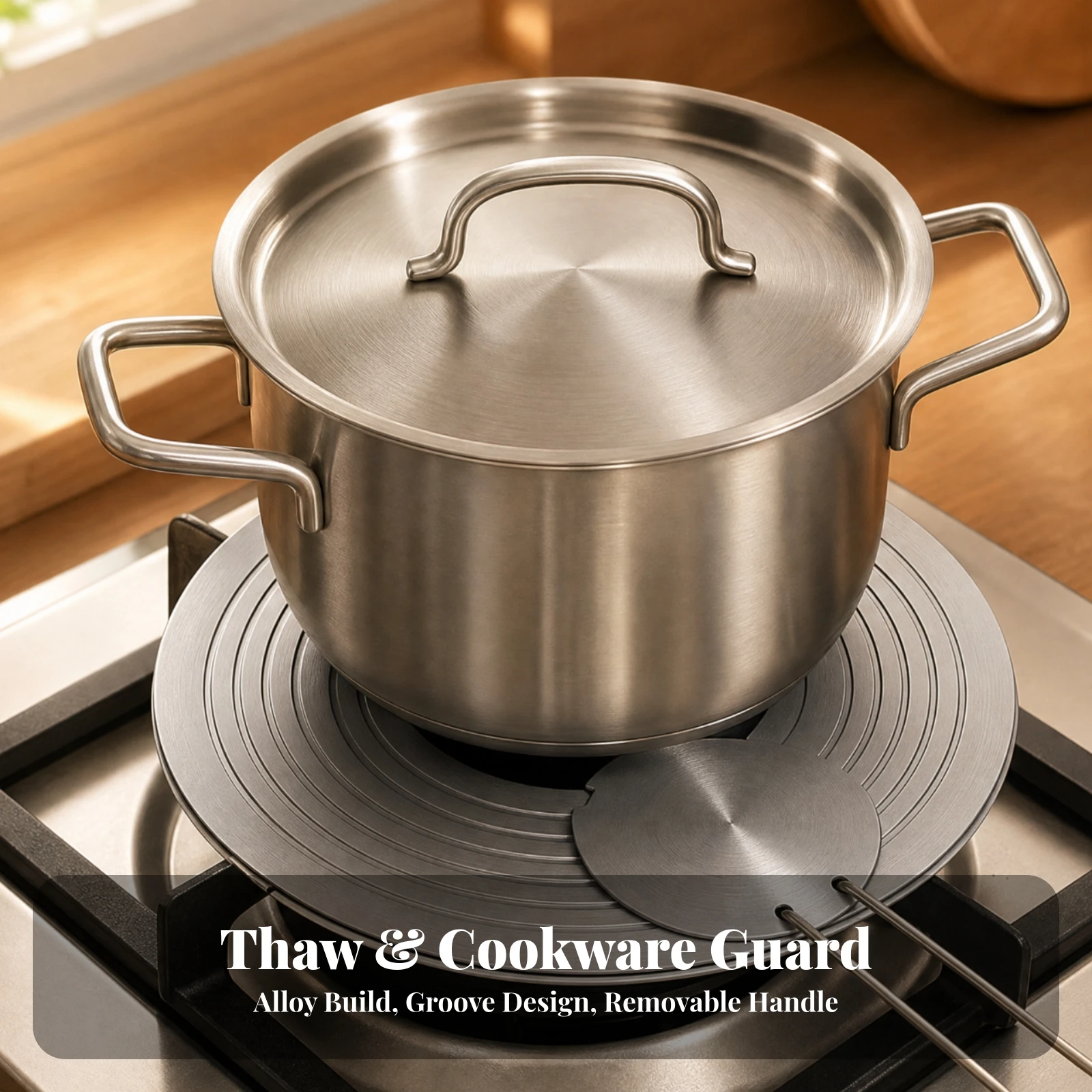 Gas Stove Heat Conduction Plate Compact Detachable Aluminum-Alloy Heat-Diffusion Plate with Lifting Handle Simmer Disc Food Safe