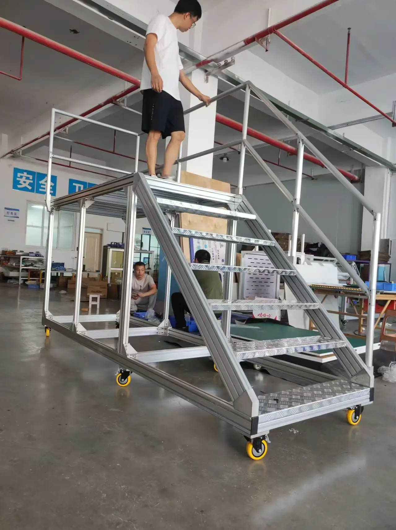 Custom Handrail Work Platform Aluminum Alloy Step Ladder Altitude Working Maintenance Platform Side Handrail Platform