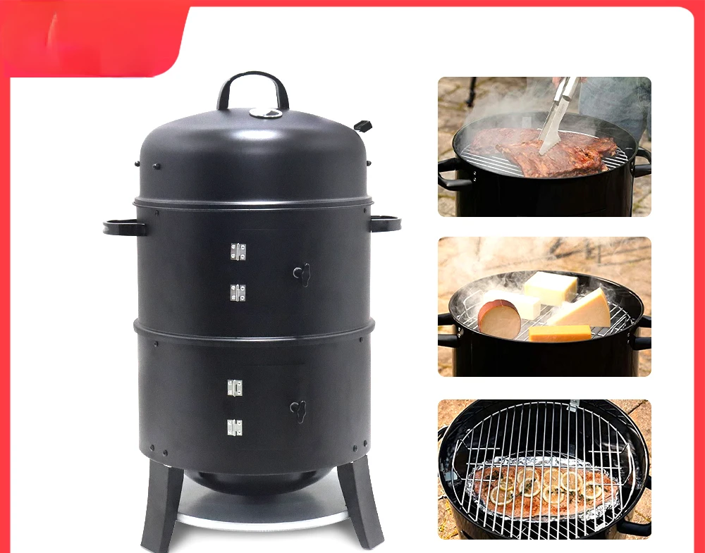 

Household double-layer smoker charcoal grill roast chicken duck smoked bacon sausage bucket smoked fish