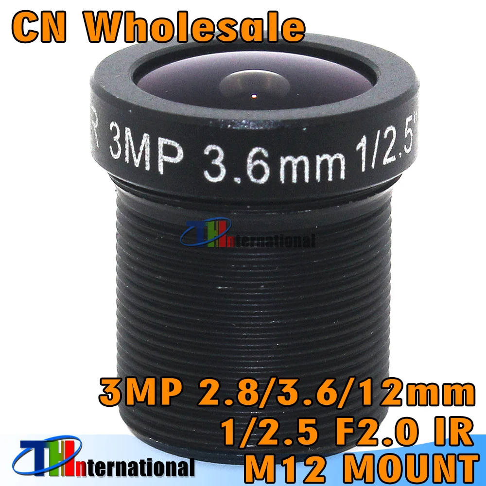 Wholesale All Metal Glass Lens 2.8mm 3.6mm 12mm M12 LENS Aperture F2.0, 1/2.5