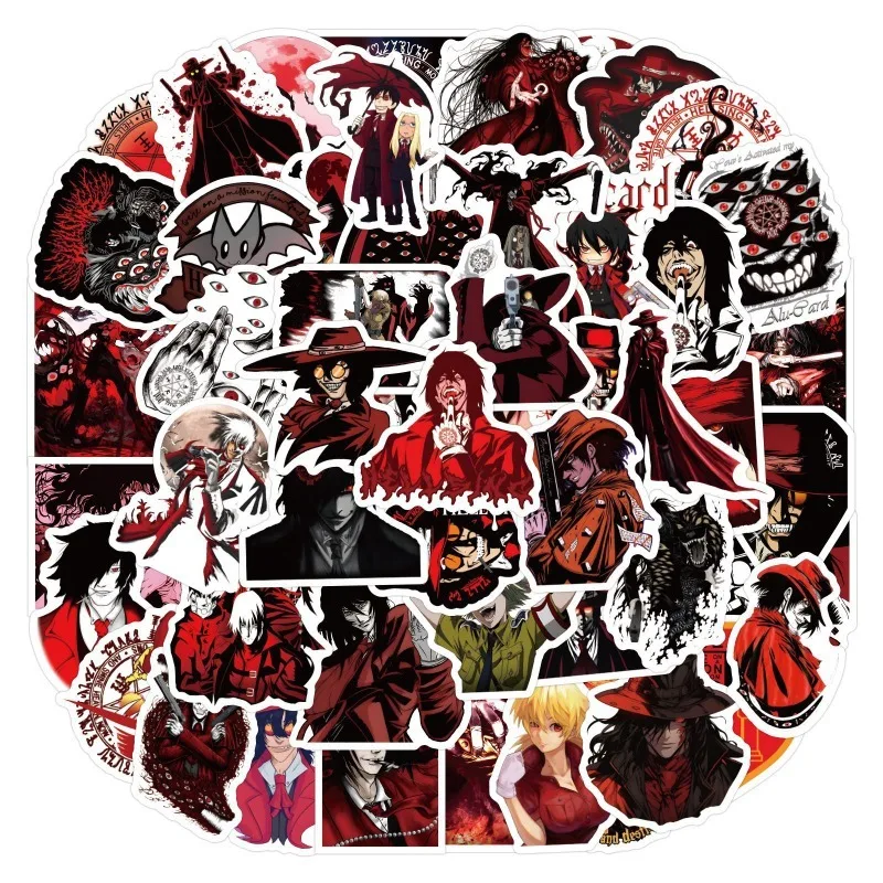 60 pçs novo hellsing dos desenhos animados graffiti adesivos decalques mala computador portátil guitarra decoração diy crianças clássicos brinquedo
