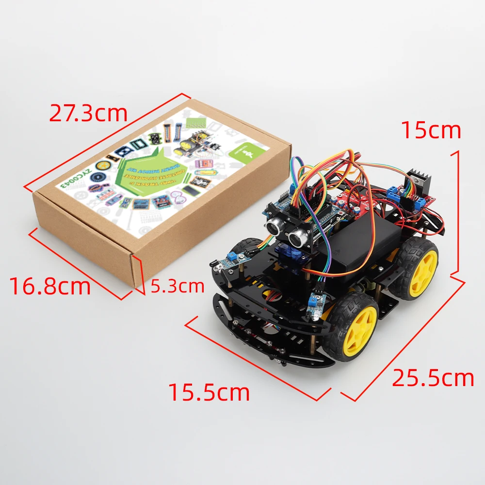 4WD Smart Automation Robot Car Kits For Arduino Project DIY Upgraded Great Fun Programming Complete Set + e-Manual and Codes