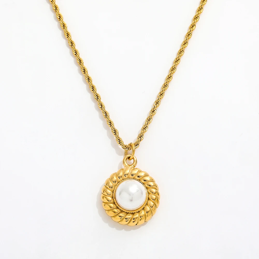 

JOOLIM Jewelry Wholesale Waterproof&No Fade Delicate Pearl Pendant Rope Chain Stainless Steel Necklace for Women