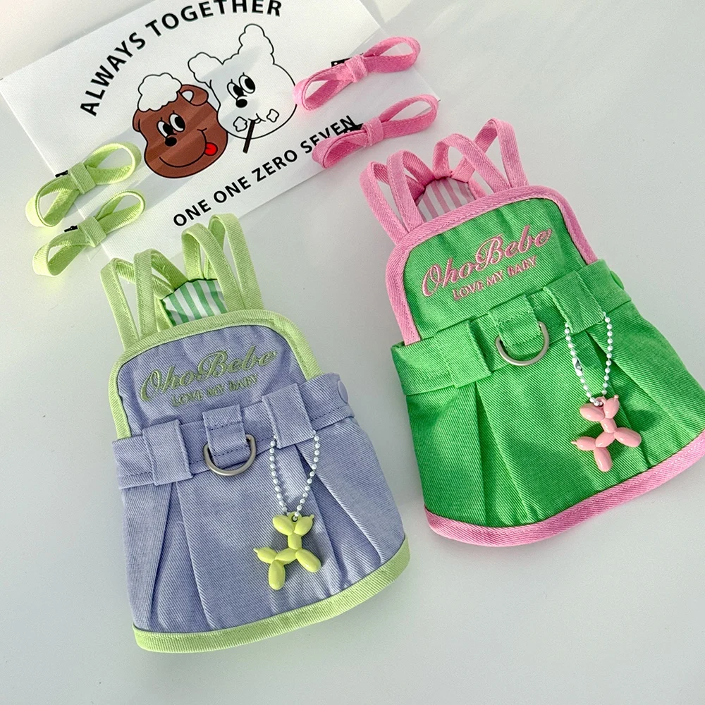 

2025 New Pink Green Blue Puppy Clothing Yorkshire Poodle Cowboy Dress For Small Medium Dog Fashion Cute Pet Dog Clothes Overalls