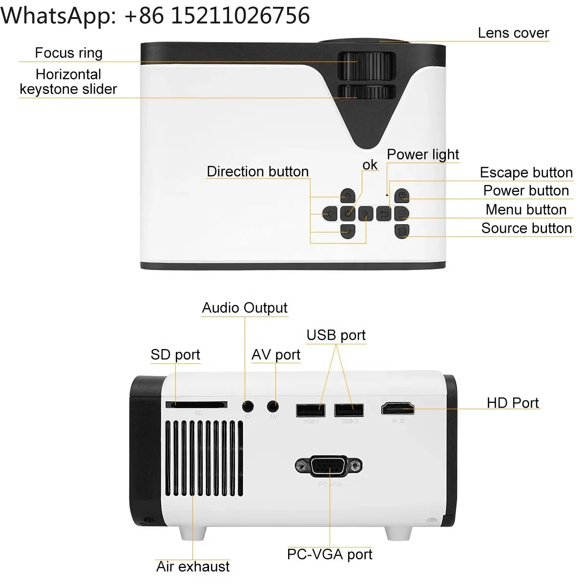 Ready to Ship UB20 Smart WiFi Miracast 5000Lumens 150ANSI Home Theater Movie LED LCD Short Throw Mini Portable Video Projector