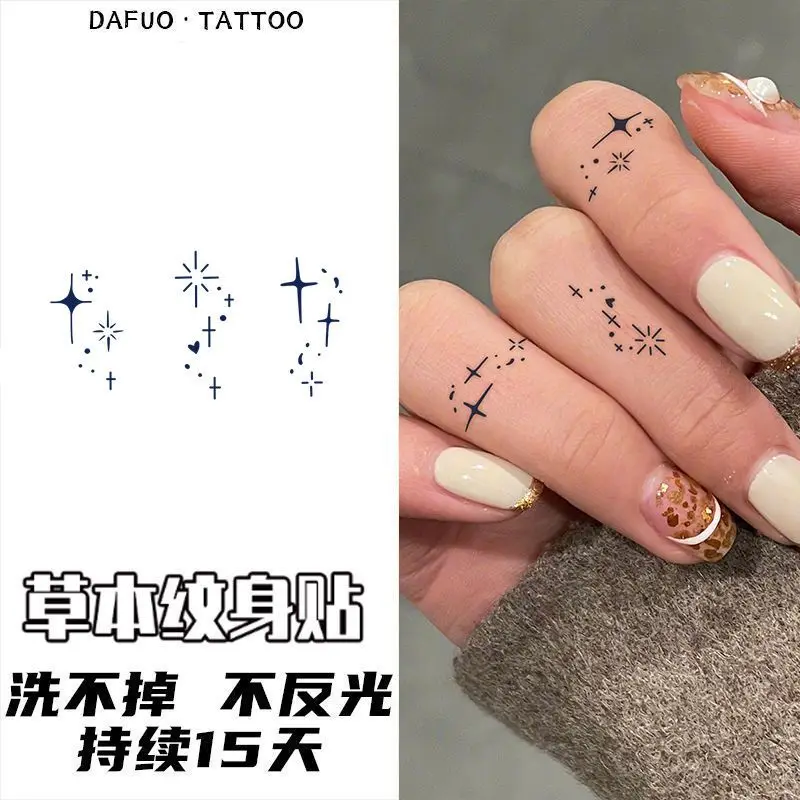 Herbal Juice Tattoo Sticker for Women Finger Simple Cute Stars Temporary Tattoos Waterproof Fake Tattoo Romantic Lasting Sticker