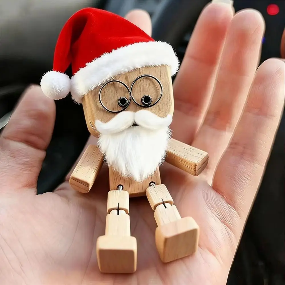 

Mini Christmas Shaking Wooden Man 12 Expressions Magnetic Shaking Wooden Man Figurine Leg-swinging Funny