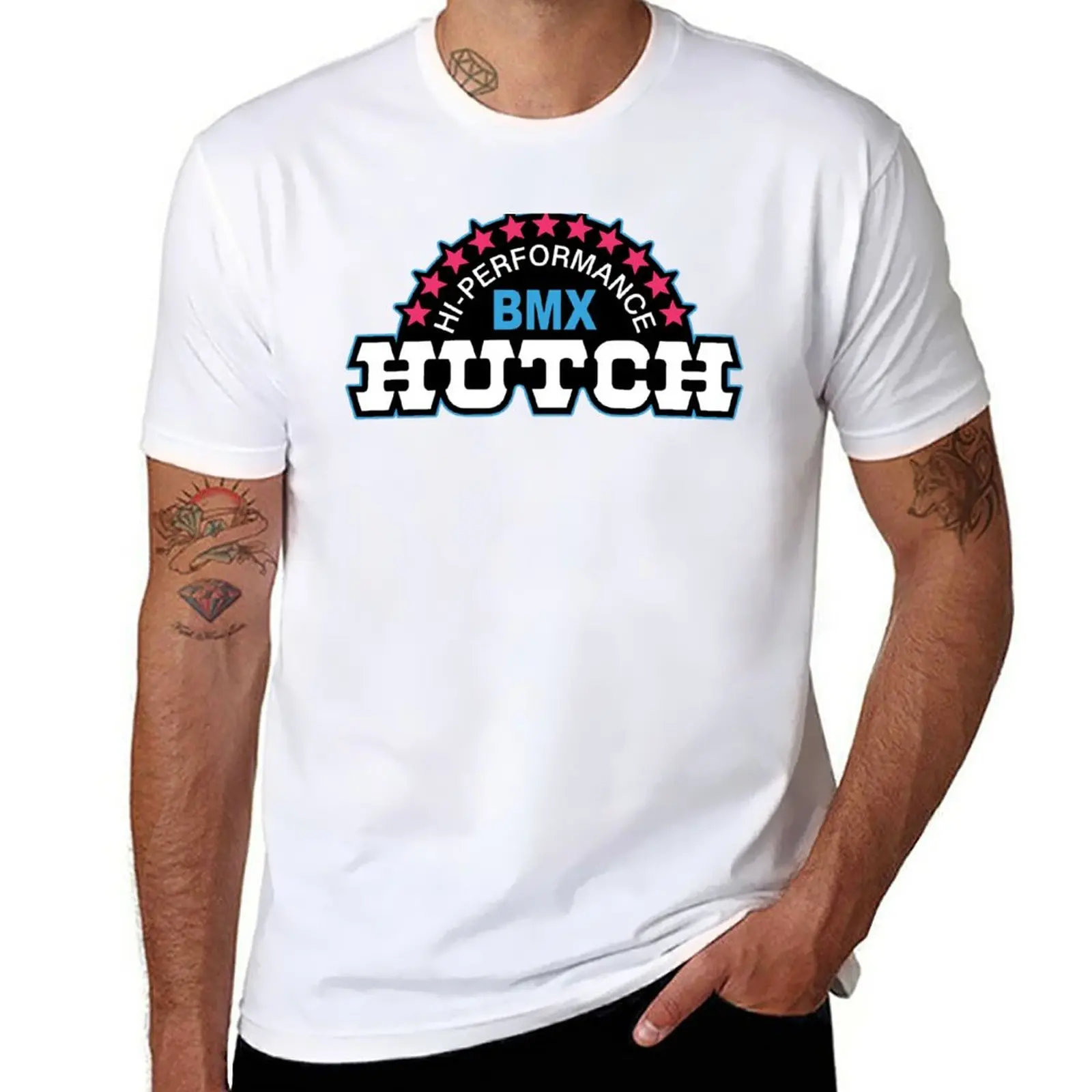 New BMX Hutch Hi Performance blue/white/pink BMX T-Shirt cat shirts quick drying t-shirt Men's cotton t-shirt