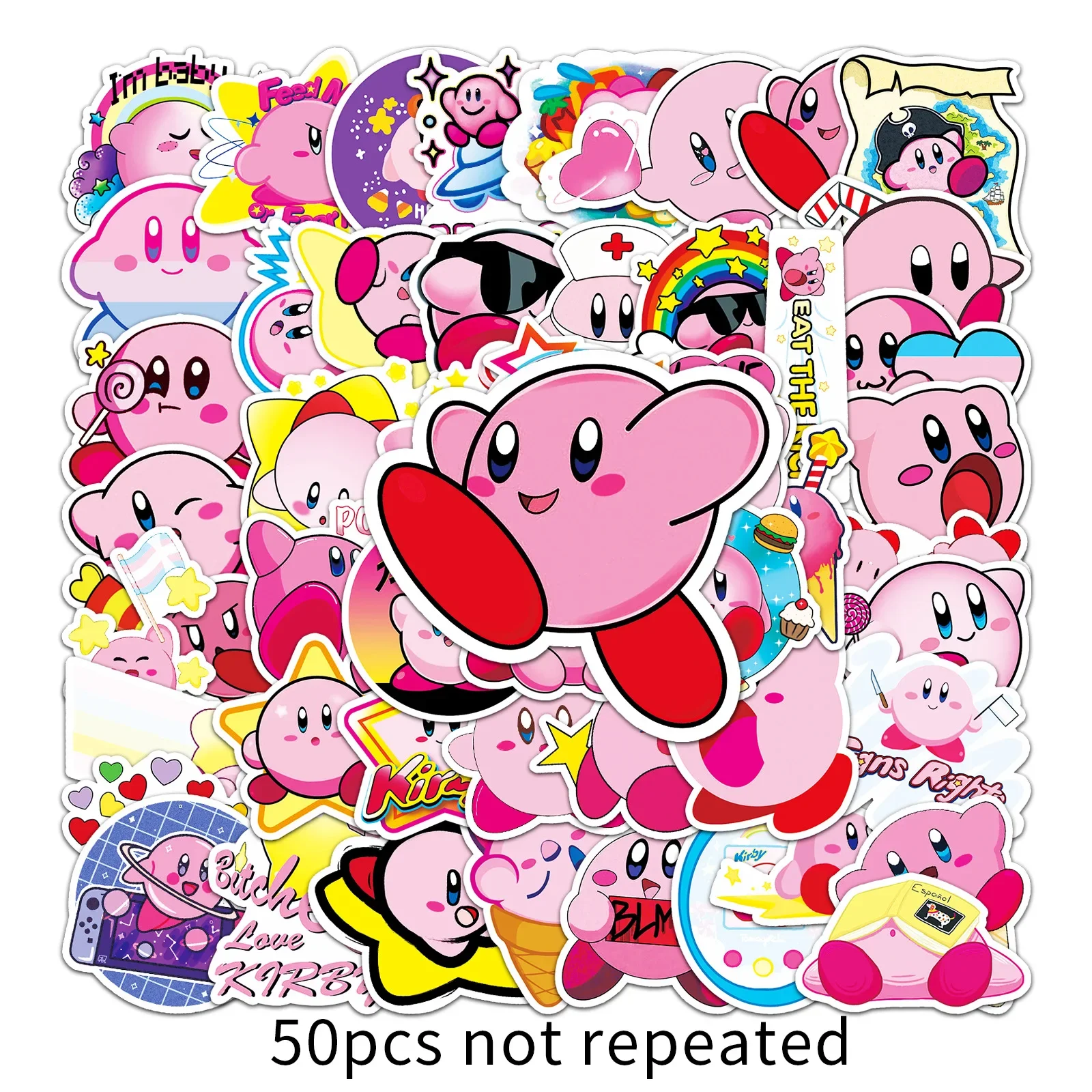 50/100/200pcs Non-repetitive Cute Kirby Children's Graffiti Waterproof Stickers