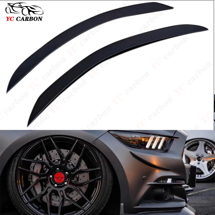 For Ford Mustang 2015-2017 Real Carbon Fiber Carbon fiber wind knife Front Bumper Side Splitter Car Wind Blade Trims Body Kit