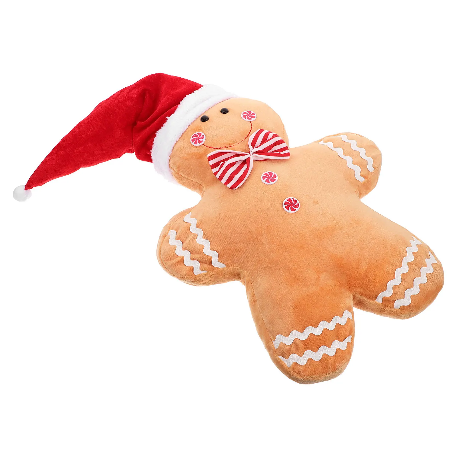 

Gingerbread Man Pillow Christmas Themed Soft Cushion for Children Decorative Window Display Cozy Home Holiday Accent