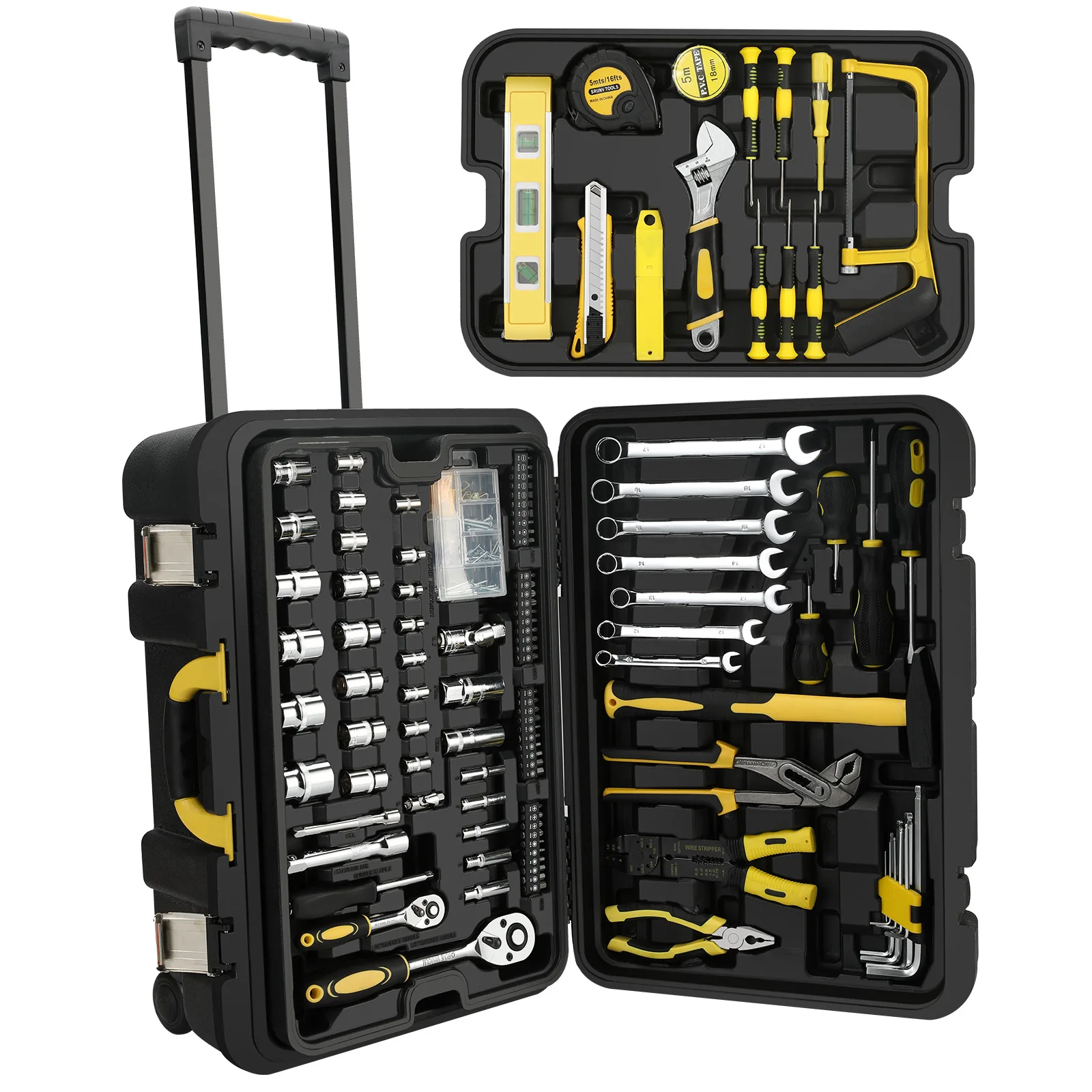 Socket Wrench Set 318pcs Rolling Toolbox Set with Trolley - Durable Metal Mechanic's Kit For Home Repairs Trolley Suitcase Tool