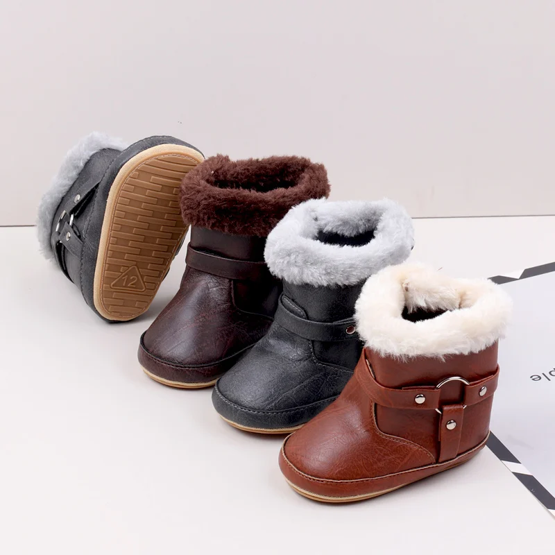

2025 Winter Baby Boy And Girl Pre Walking Toddler Shoes With Fashion Design And Fleece-lined For 0-18M Baby Winter Cotton Boots