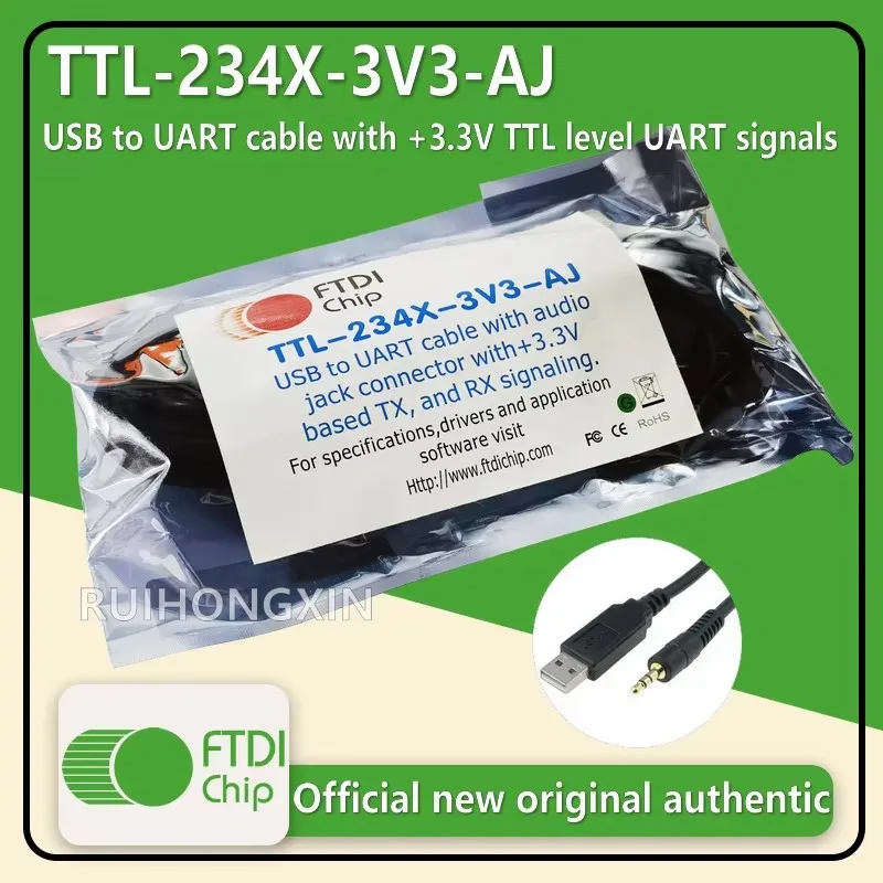 TTL-234X-3V3-AJ FTDIchip data cable USB to UART cable with +3.3V TTL level UART signals 3.5mm Audio Jack 1.8m