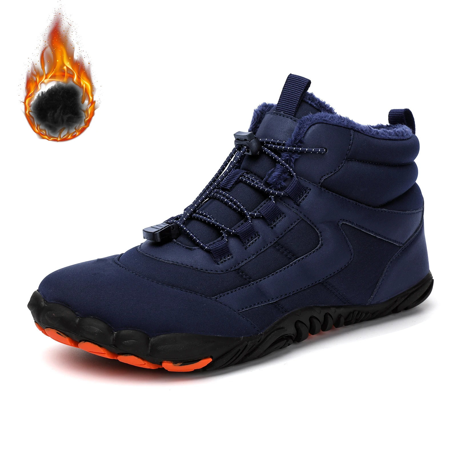 

Men Winter Boots Plush Shoes Waterproof Snow Cotton Boots Barefoot Women Warm Fur Shoes Anti Slip Big Size Trekking Hiking Shoes