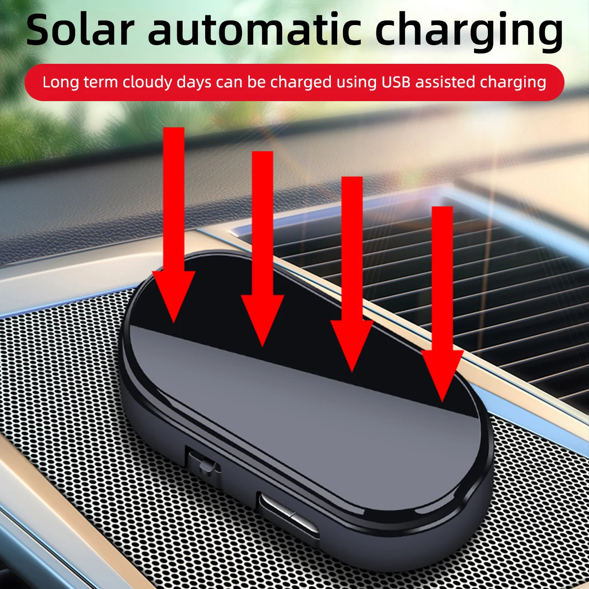 2PCS Solar Powered Car Fake Security Light Blue/Red Simulated Wireless Warning Lights Anti-Theft Alarm Flashing Signal Lamp image 4